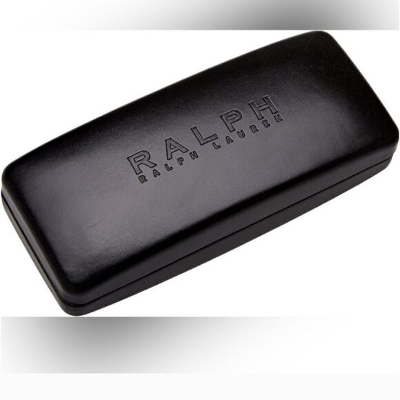 Ralph Lauren black leather embossed eyeglass case w clamshell closure NWOT - Picture 1 of 4